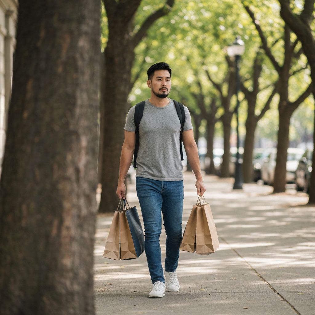 Person walking with everyday items